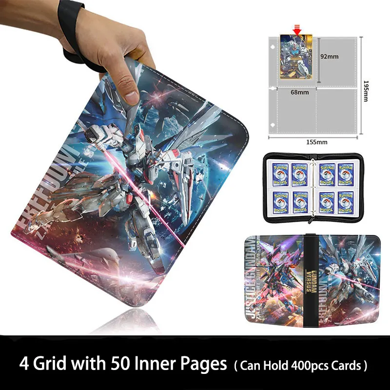 900Pcs 9 Pocket Anime GUNDAM Cards Album Book Zipper PU Leather