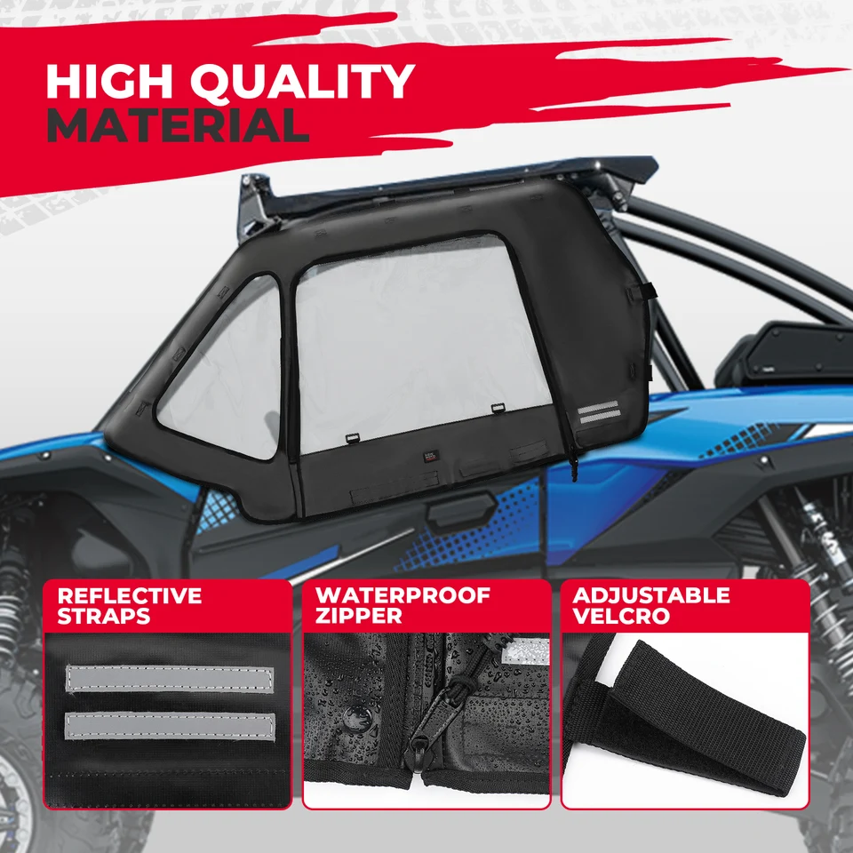 KEMIMOTO Soft Upper Doors For Kawasaki Teryx KRX 1000 (2020-2024) – Clear UTV Cab Enclosure, Upgraded Zippers