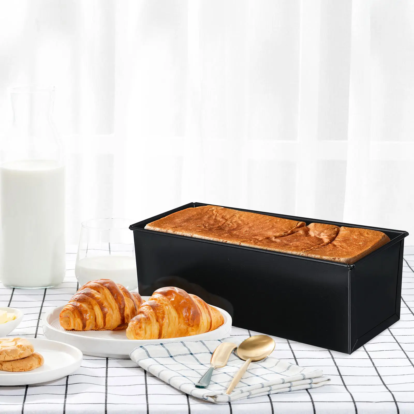 Black Loaf Pan with Cover Bread Baking Mould 750g baking pan bread mold bread baking pan