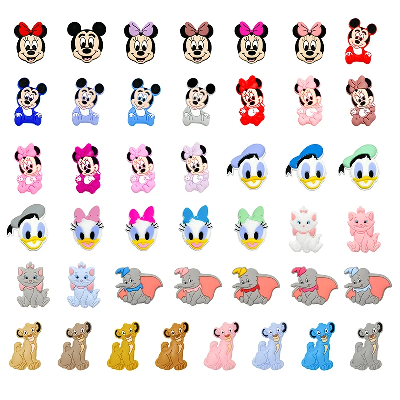 Mickey Mouse Silicone Beads To Make Bracelets DIY Pacifier Chain Baby Teething Toy Jewelry Accessories 10pcs