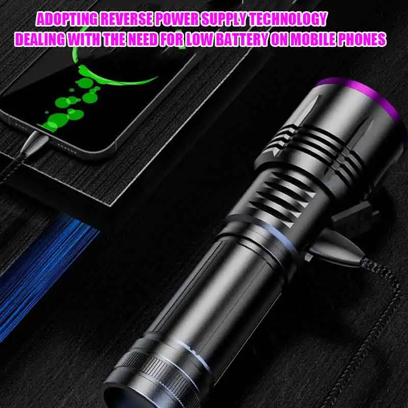 2026 신형 80W 블랙 미러 퍼플 라이트 감지 토치 강력한 365NM UV 손전등 타입-C USB 충전식 LED 자외선 램프