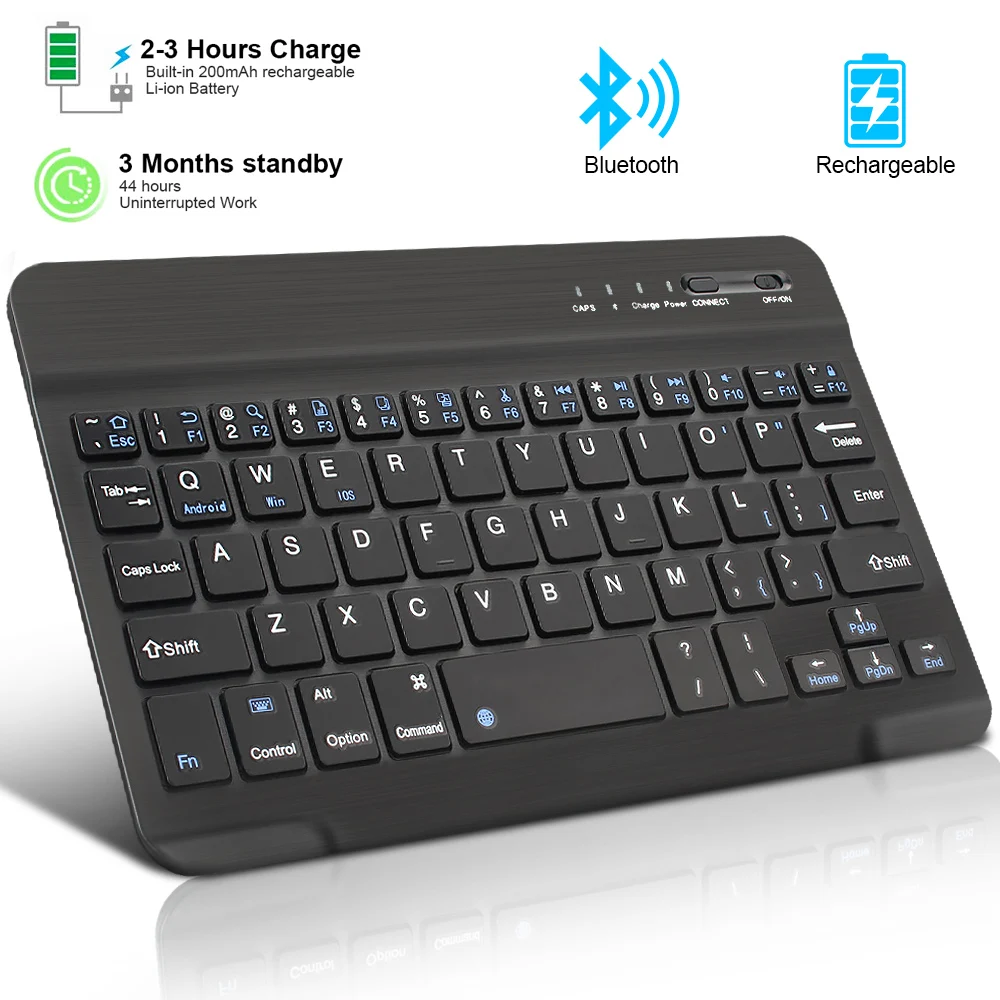 Mini Teclado sem Fio do Bluetooth Recarregável para o Portátil Tabuleta Telefone Ipad Andróide Ios Janelas