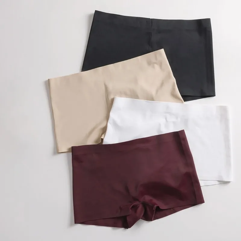 Women Traceless Ice Silk Underpants Safety Pants Shorts Female Thin Breathable Flat Corner Insurance Shorts High Waist Briefs