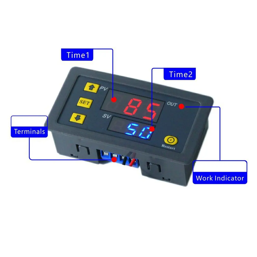 

AC 110V 220V DC 12V Digital Time Delay Relay LED Display Cycle Timer Control Switch Adjustable Timing Relay Time Delay Switch