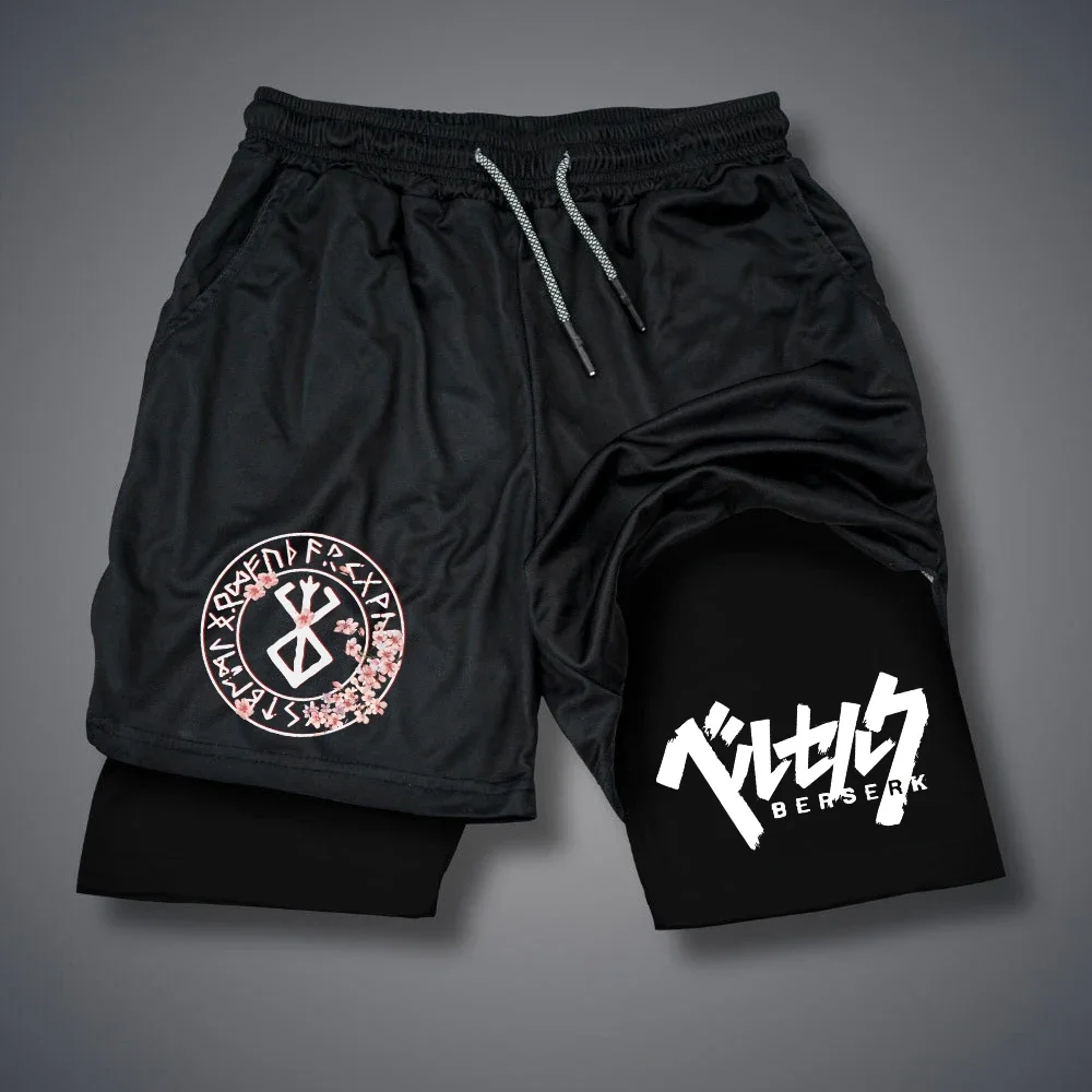 

Аниме Компрессионные шорты, летняя спортивная одежда, мужской тренажерный зал 2 в 1, тренировочные мужские спортивные шорты для фитнеса