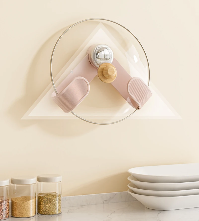 Suction Cup Rotating Pot Lid Rack Chopping Board Cutting Board Hooks Kitchen Multifunctional Nail-free  Wall Mounted Shelves 5