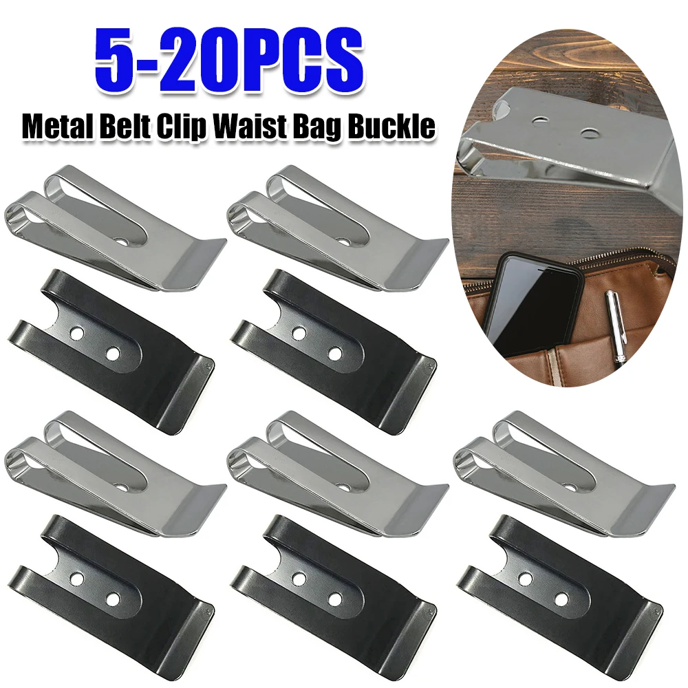 Metal Belt Clip Holster Sheath Belt Clip Double Holes Clasp Spring Buckle Hook Loop Clasp Accessories for Belt Bag Leather DIY
