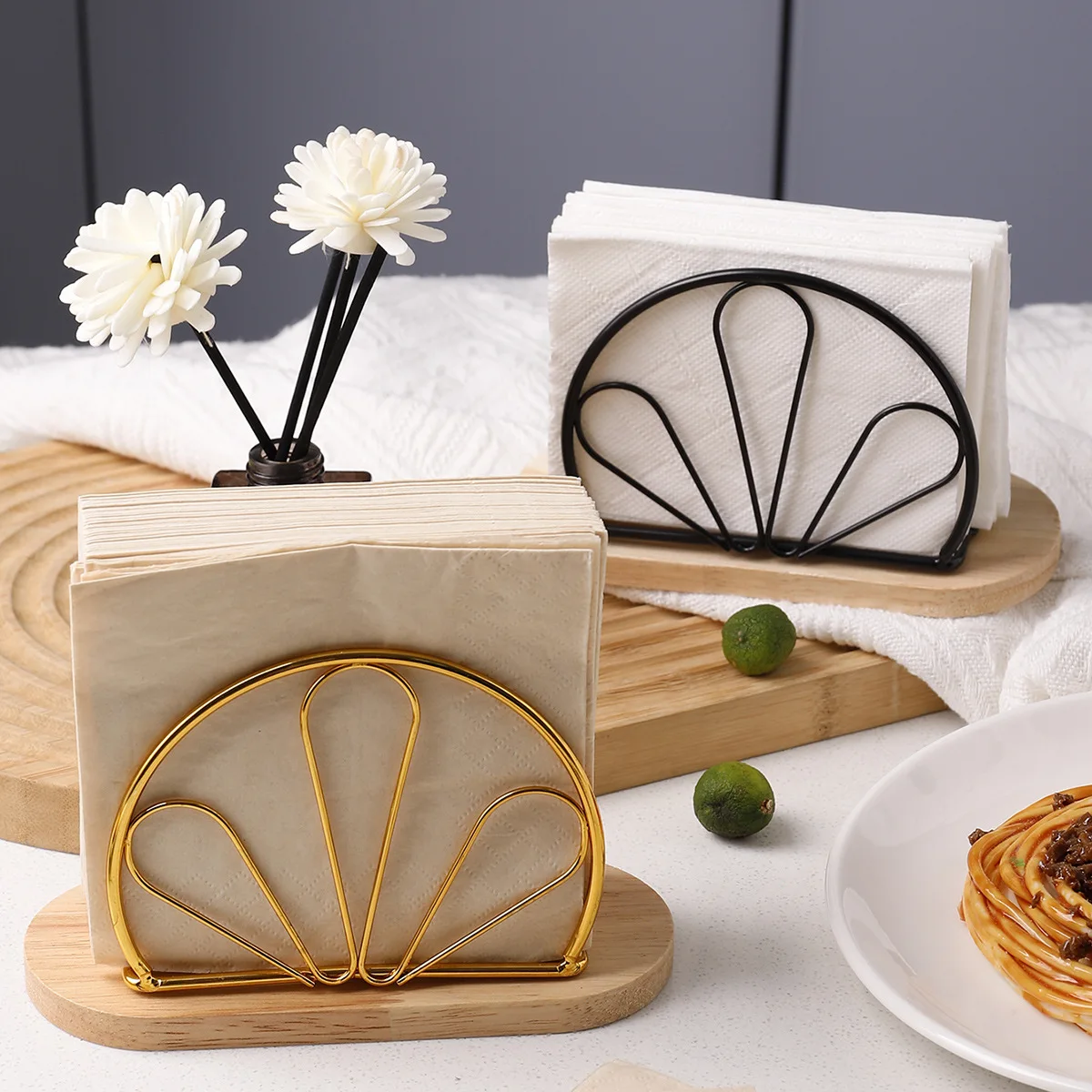 Napkin Holder Countertop Napkin Organizer Desktop Paper Dispenser Wood Base