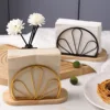 Napkin Holder, Countertop Napkin Organizer, Desktop Paper Dispenser with Wood Base, for Restaurants Cocktail Cookouts Bar Decor 1