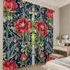 2Pcs Boho Watercolor Floral And Leaves Symmetry Curtain Suitable For Bedroom Kitchen Dining Room Living Room Study Office 3