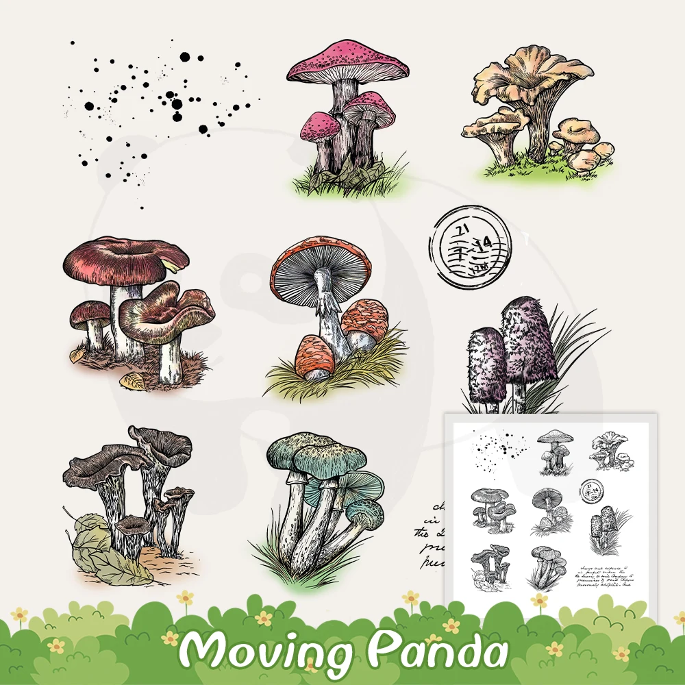 

Summer Nature Forest Mushrooms Cutting Dies Clear Stamp DIY Scrapbooking Supplies Metal Dies Silicone Stamps For Cards Albums