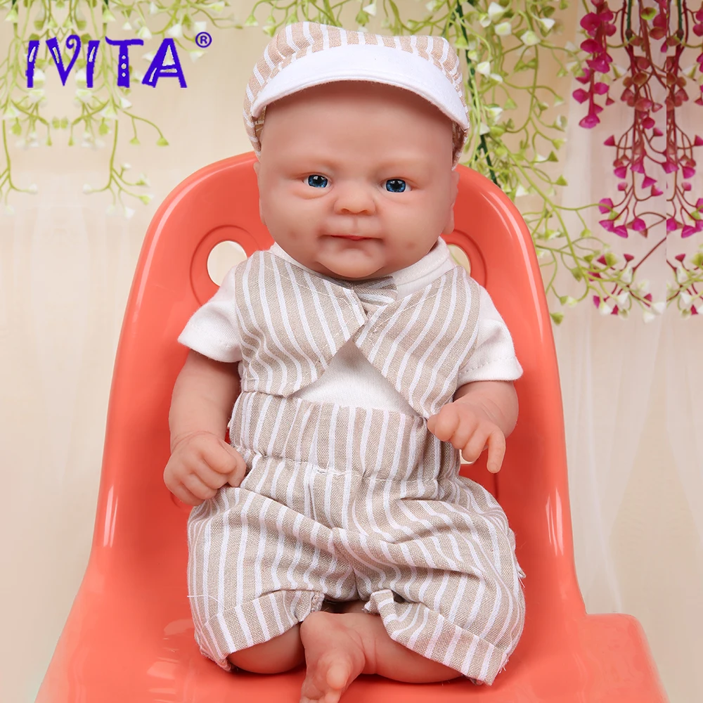 IVITA-Full Body Silicone Reborn Baby Doll, Coco Soft Dolls, Realistic Boy Baby, DIY Blank Crianças Lifelike Brinquedos, 100% Full Body, WB1512, 14
