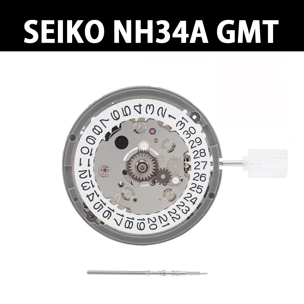 Giappone Seiko Nh34 Nh34A Gmt 24 Pietra Automatico Bianco Data Movimento Ad Alta Precisione 3 Punti Corona