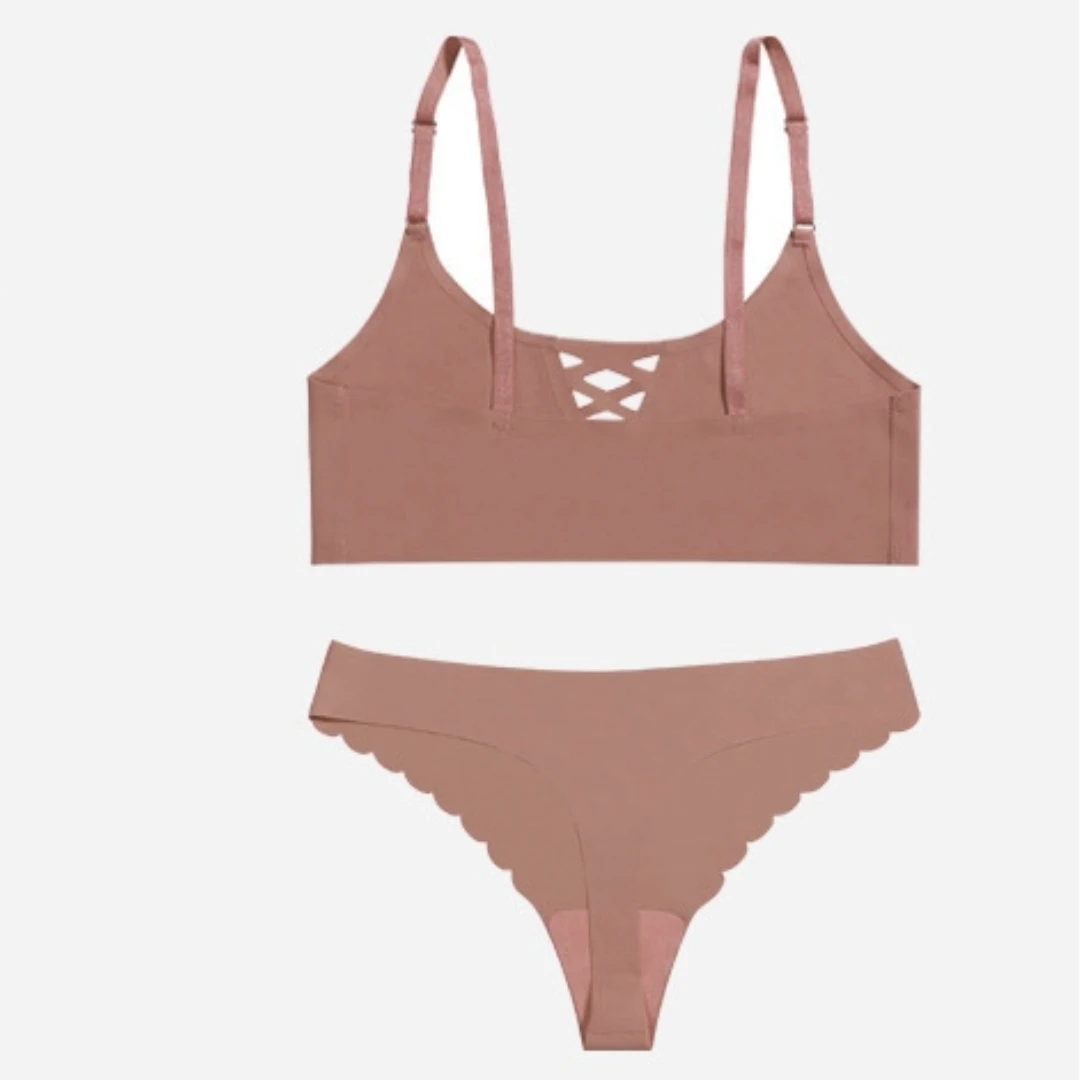 New Multicolor Collocation Bra Suit Fitness Traceless V-Neck Hollow Gather Low Waist Women's Underwear