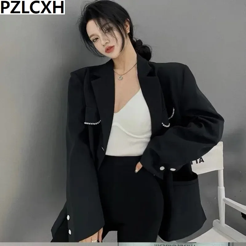 

2023 New Spring Autumn Women Blazer Casual Long Sleeve Suit Jacket beading Tideway Office Commute Business Blazer Elegant Tops