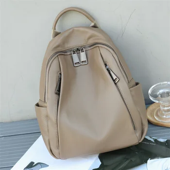 Zaino casual quotidiano in vera pelle Borsa a tracolla da scuola per ragazze alla moda da donna Borsa da viaggio in pelle bovina modello solido