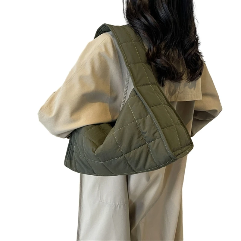 Practical and Functional Handbag Quilted Puffer Shoulder Bag for Work and Travel E74B
