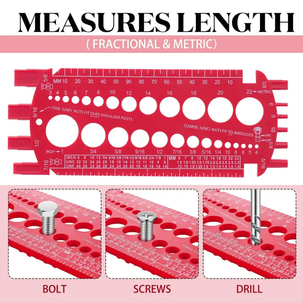 Portable Nut And Drill Bit Thread Checker Screws Measuring Imperials Tool Standard Metric Imperials Female Gaug screw gauge thread gauge