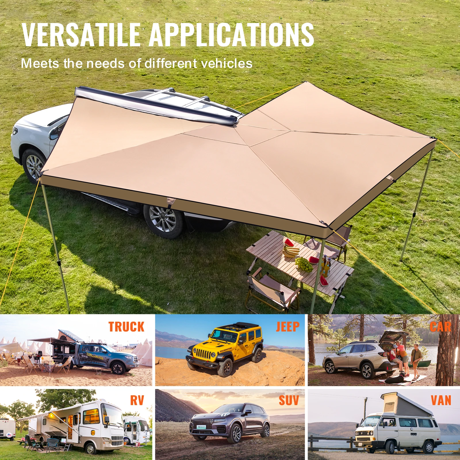 Vehicle Awning Retractable Car Side Awning Waterproof Storage Bag Suitable For Truck SUV Van Campers