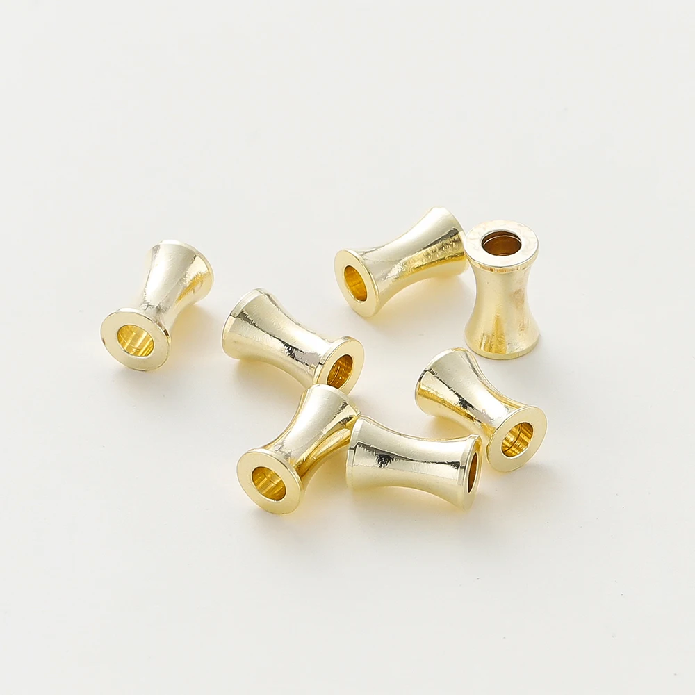 Gold Plated Brass Cylindrical Spacer Beads - High Quality Jewelry Accessories (Set of 20)