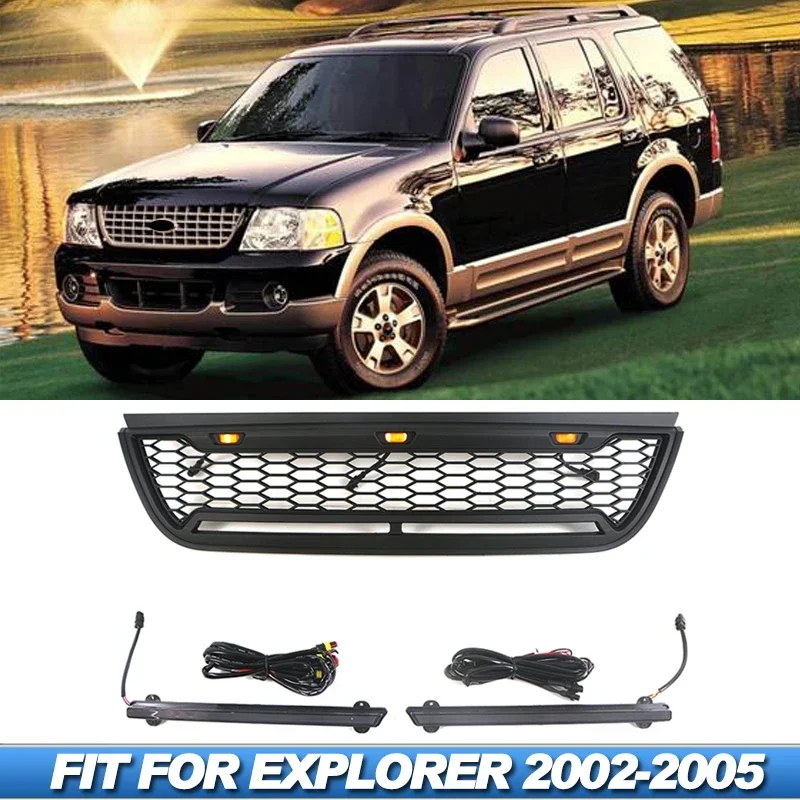 

Подходит для Ford Explorer 2002-2005, гриль с лампочками 2003 EXPLORER, передний бампер, аксессуары для украшения