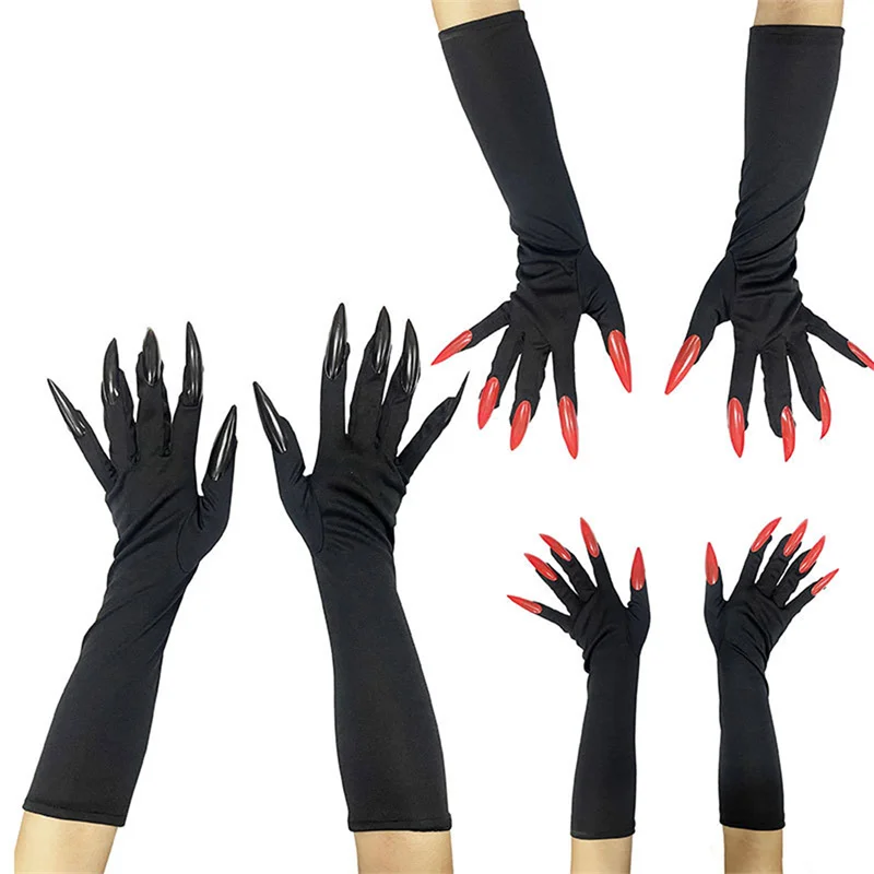 2 Paar Fingerlose Halloween-Handschuhe | Zerrissenes Spinnennetz-Design | Schwarz Für Cosplay & Party