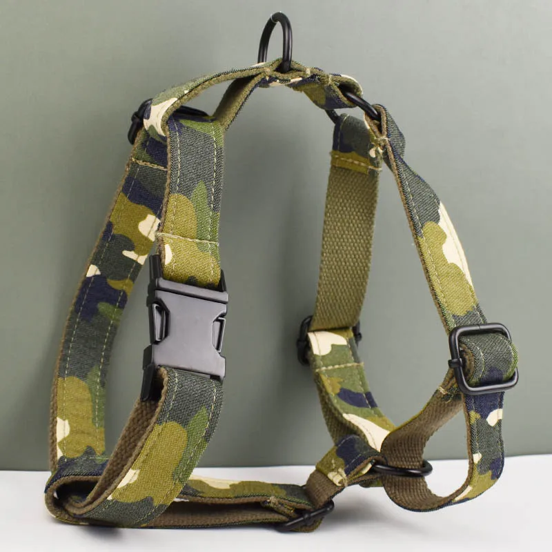 Designer Personalized Luxury Tactical Dog Collar Camouflage Pattern Soft Cotton Dog Collar Leashes Harness Bow Set Camouflage 06