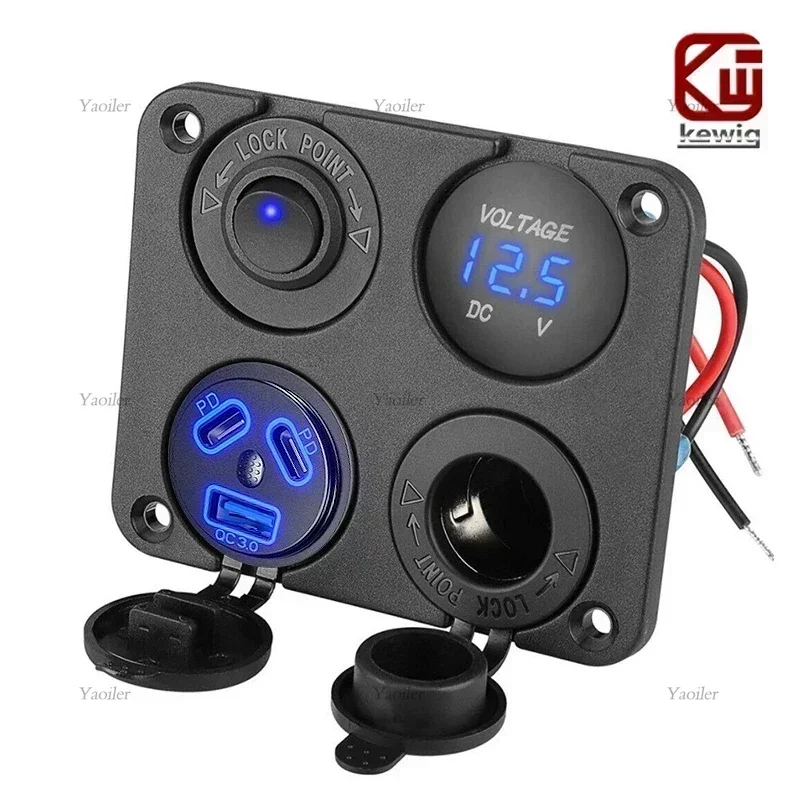 ตัวเลือกสินค้า USB Car Charger 4 Port 12V ชาร์จเร็ว PD QC3.0 กันน้ำ สำหรับรถยนต์ รุ่น Premium