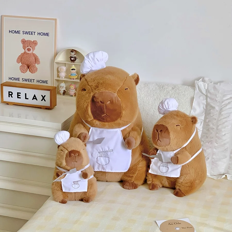 28/35/50cm kawaii Chef Bread Capybara Plush Toy Room Decor Kid Capybara Stuffed Doll Toy Girl Xmas Gift