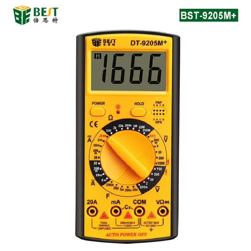 

DT9205M+ Digital LCD Multimeter with protect cover Electrical Meter AC DC Ohm Voltmeter Ohmmeter Ammeter datahold tester