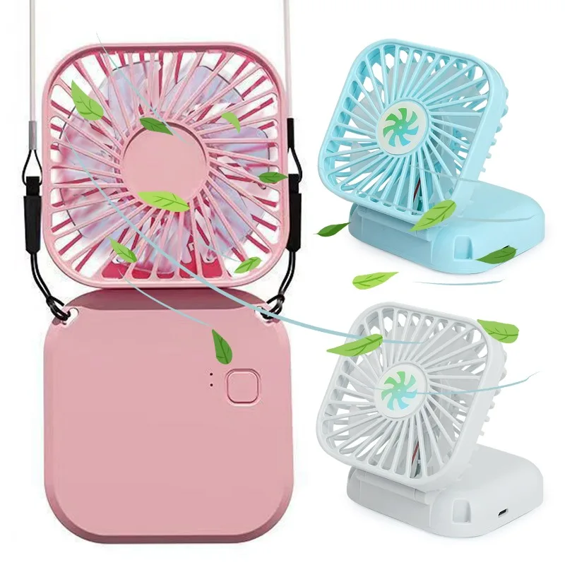 Portable Hanging Neck Fan Wearable Summer Fans with Adjustable Lanyard 3 Speeds Rechargeable Mini Handheld Foldable USB Cooler