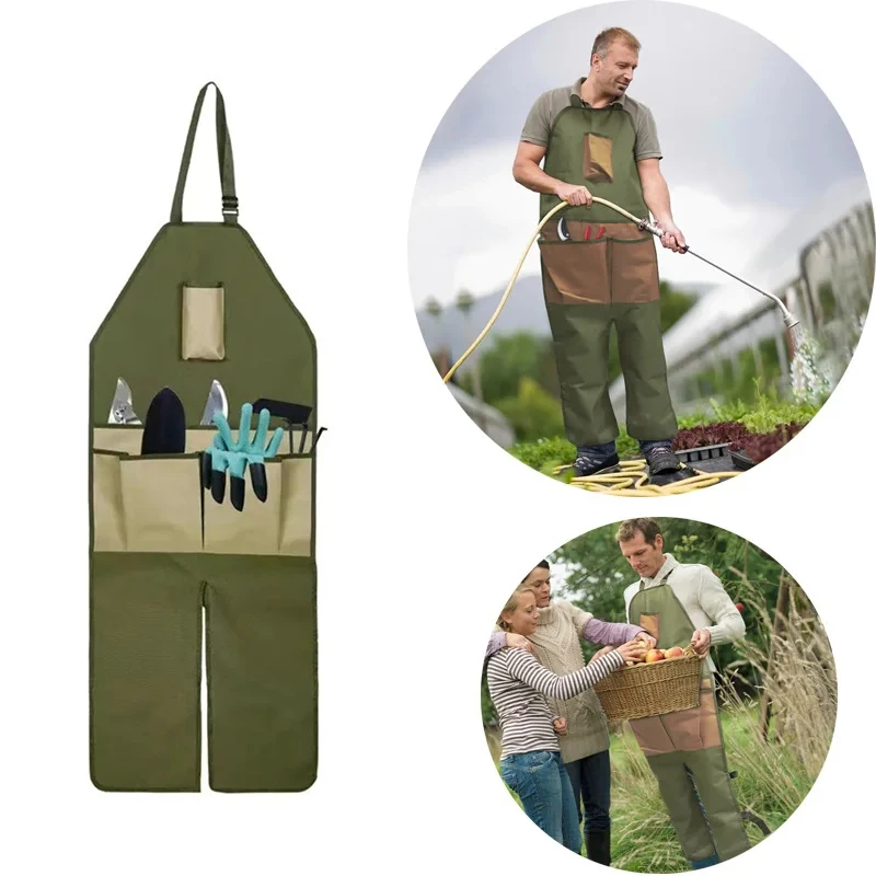 

Snap-on Garden Work Skirt Easily Garden Picking Apron Multiple Pockets Dust-proof Outdoor Split Leg Gardening Leggings Apron