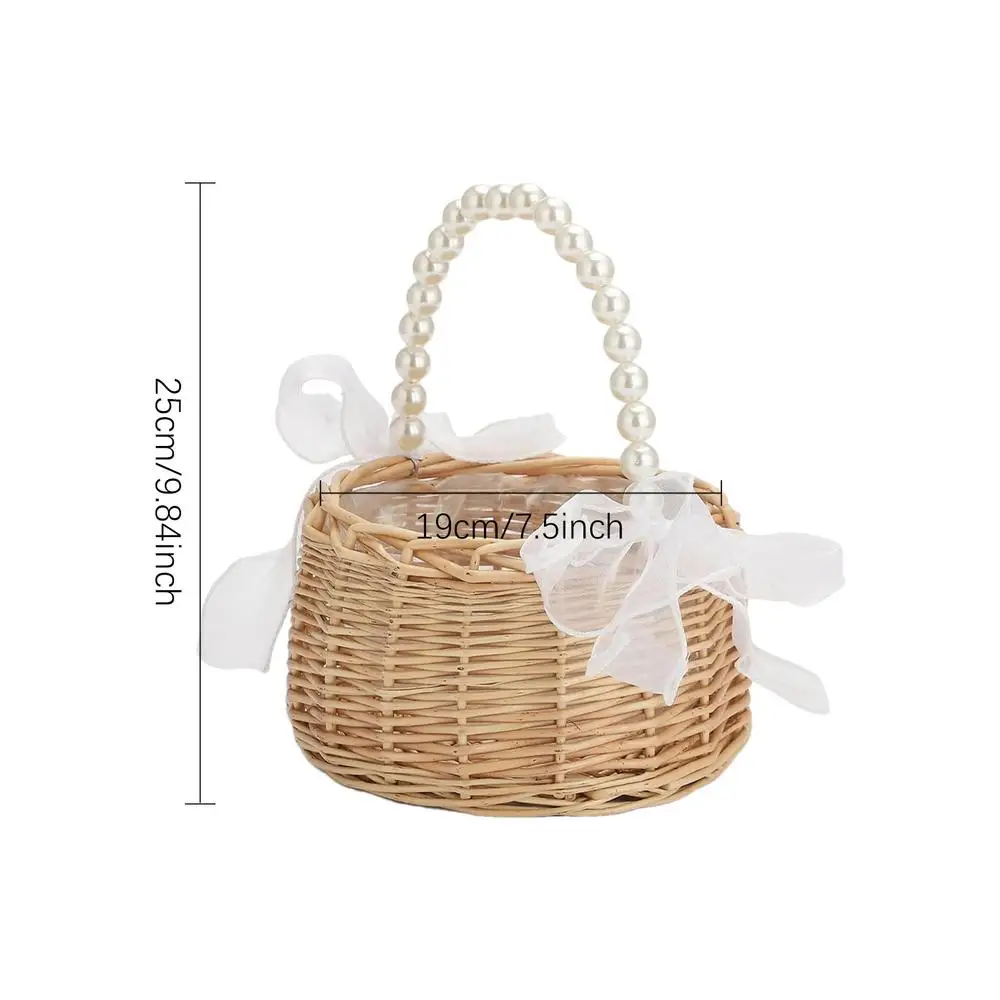 Cestini In Rattan Cestini Di Vimini, Cesto Di Fiori In Rattan Intrecciato A Mano Con Manico Uova Di Pasqua, Cestino Di Caramelle Da Matrimonio, Fiori E Ragazze, Decorazioni Per La Casa (colore