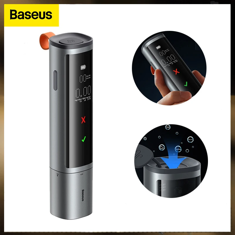 

Baseus Automatic Alcohol Tester Professional Breath Tester LED Display Portable USB Rechargeable Breathalyzer Alcohol Test Tools