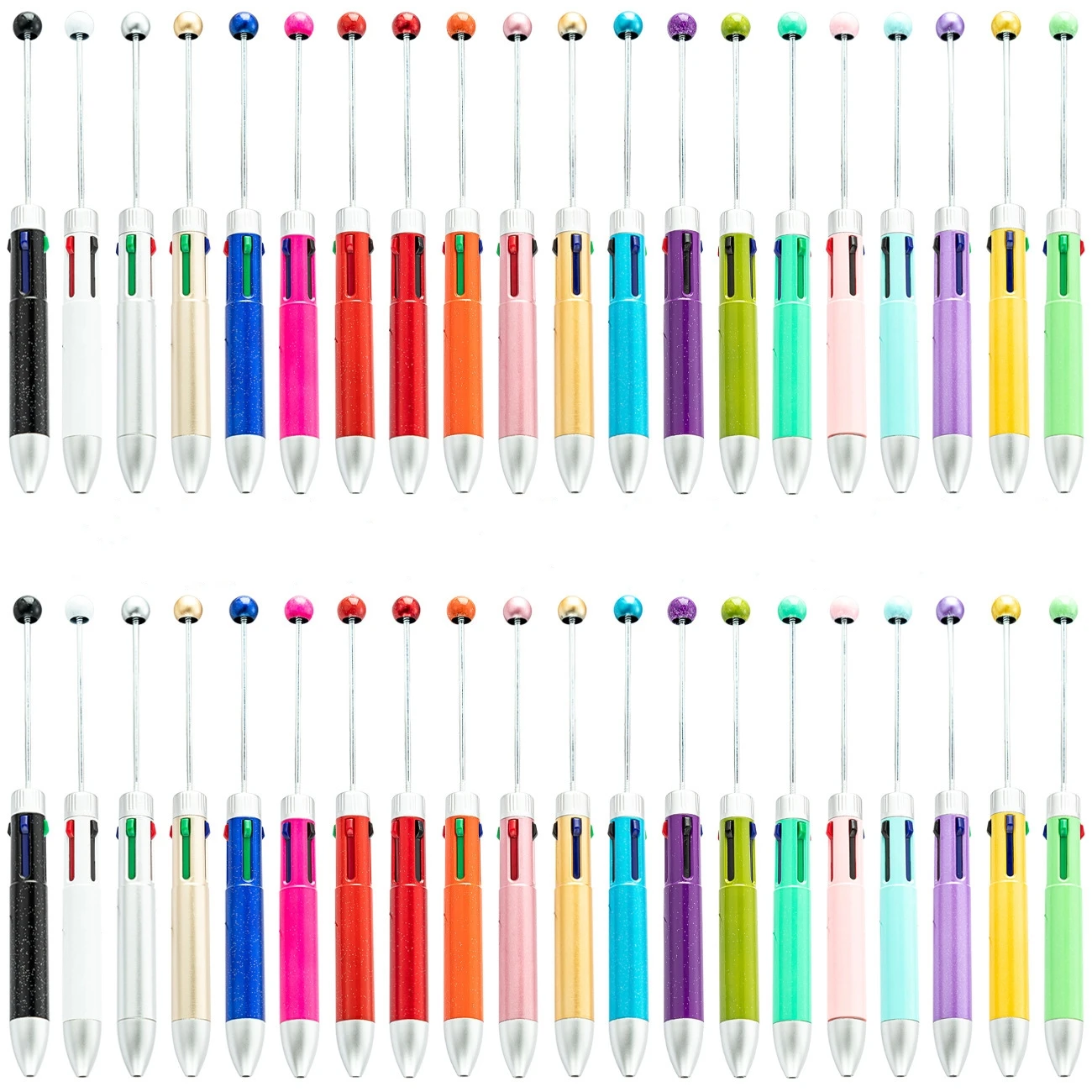 20 Pezzi Penna A Sfera In Plastica Multicolore Fai-Da-Te A 4 Colori Penna A Sfera Beadable A Quattro Colori