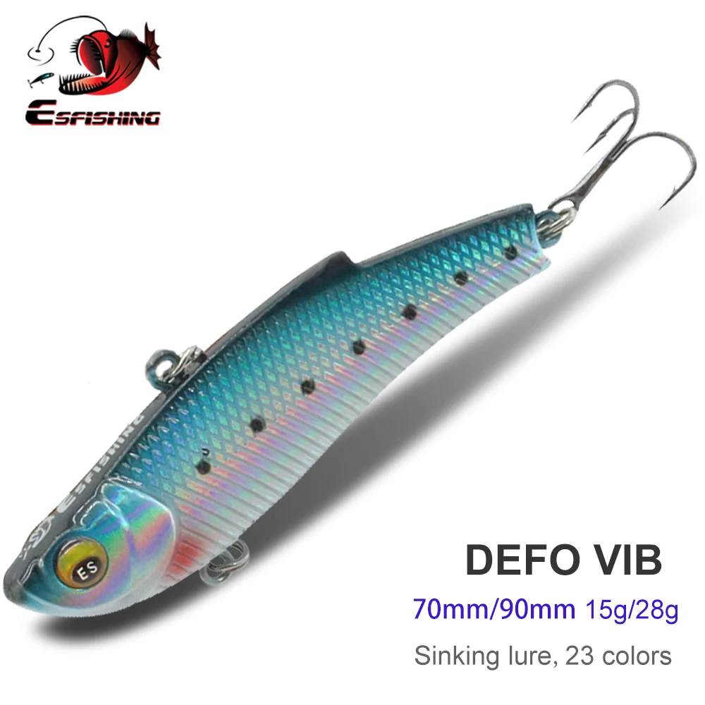 ESFISHING Vibrations-Wobbler Hartköder DEFO VIB 70mm 90mm Sinkender ICSA Kunstköder für Hecht Barsch Forelle