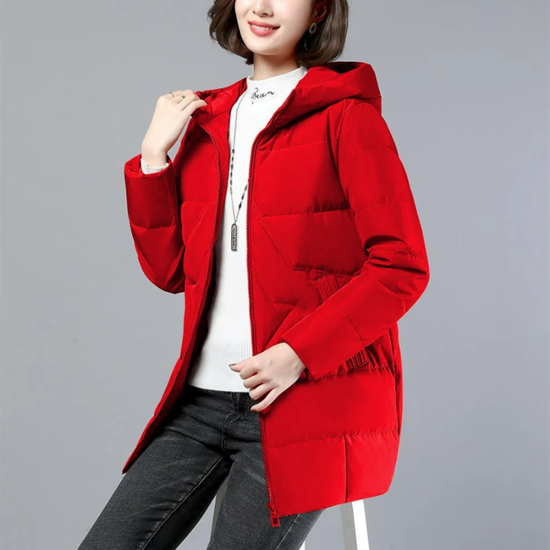 Women Overcoat Casual Parkas Loose Outwear Top Red Jackets