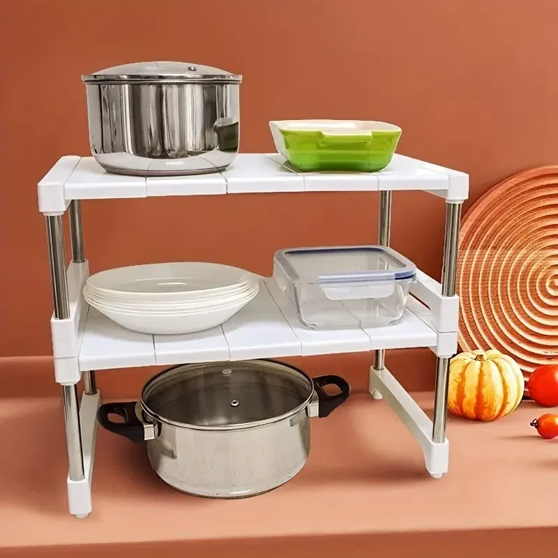 Stackable Storage Rack Wardrobe Layered Partition Rack Closet Sorting Shelves Telescopic Sink Holder clothing organizer