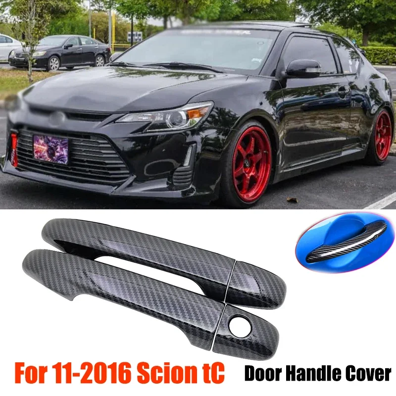 

Наклейка на дверную ручку Scion tC AT20 2011-2016 из черного углеродного волокна