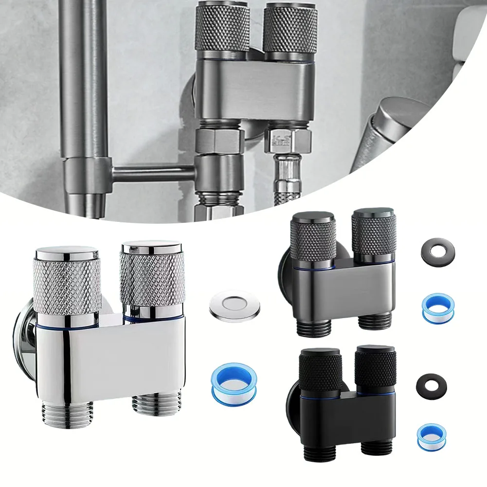 Triangle Valve Faucet Valve G1/2 1 In Two Out Double Control Washing Machine Faucet Bathroom Toilet Bidet Sprayer Faucet Accessory