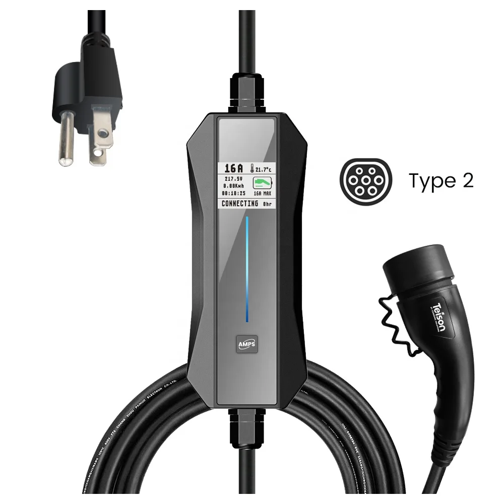 

Teison level 2 16A home ev wallbox charger nema 5-15 plug IP65 and TUV certified