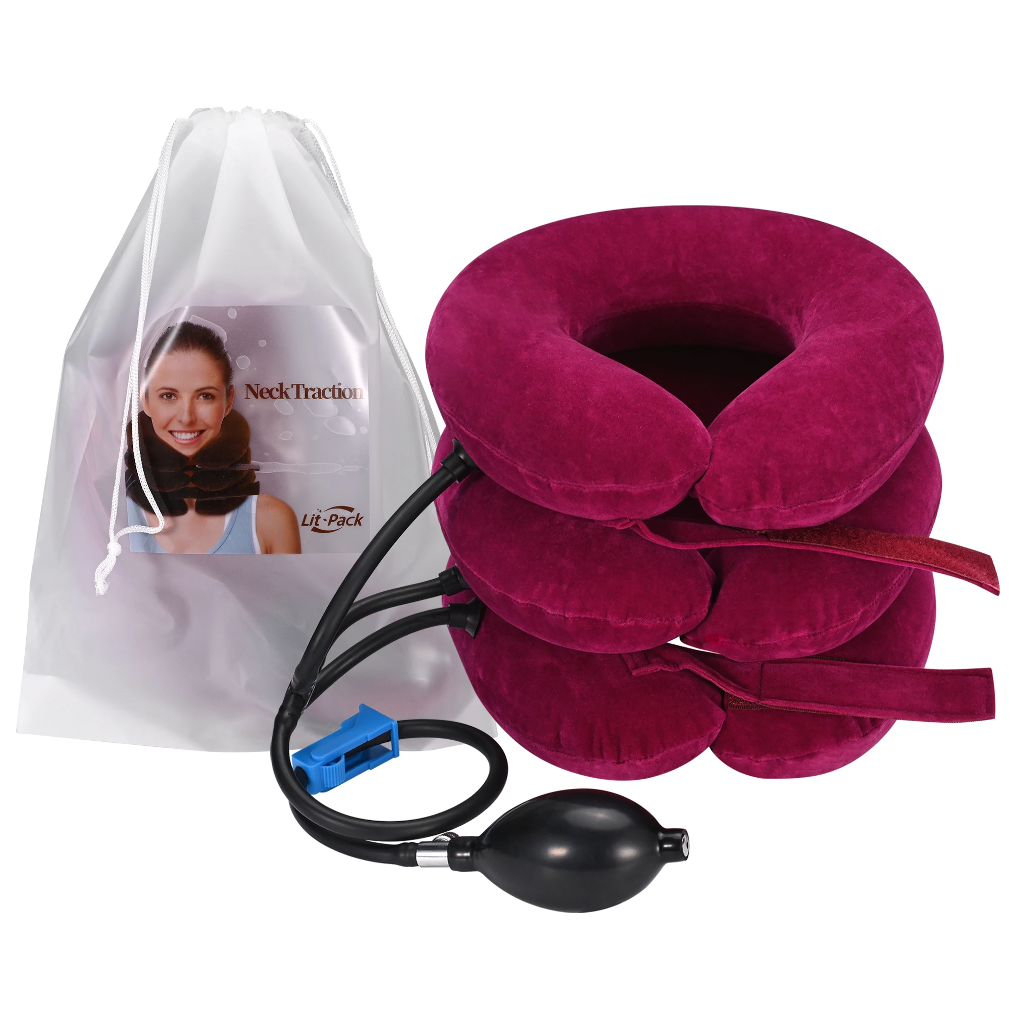 Cervical Neck Traction & Inflatable Adjustable Neck Stretcher Provide Neck Support Neck Brace and Soft Orthopedic Pillow orthopedic adjustable leg support post op hinged rom knee brace