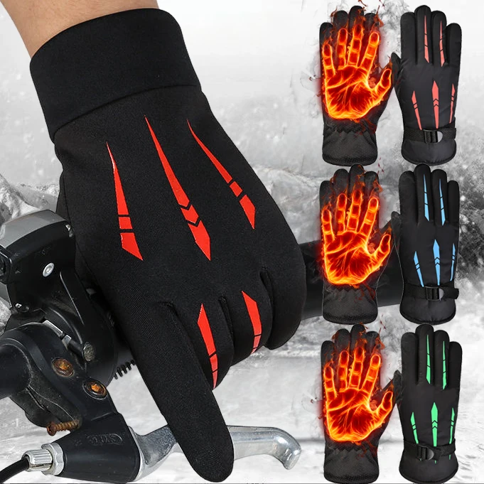 

Women Men Autumn Winter Fleece Thicken Gloves Waterproof Non-Slip Full Finger Mittens Soft Warm Outdoor Sports Cycling Gloves