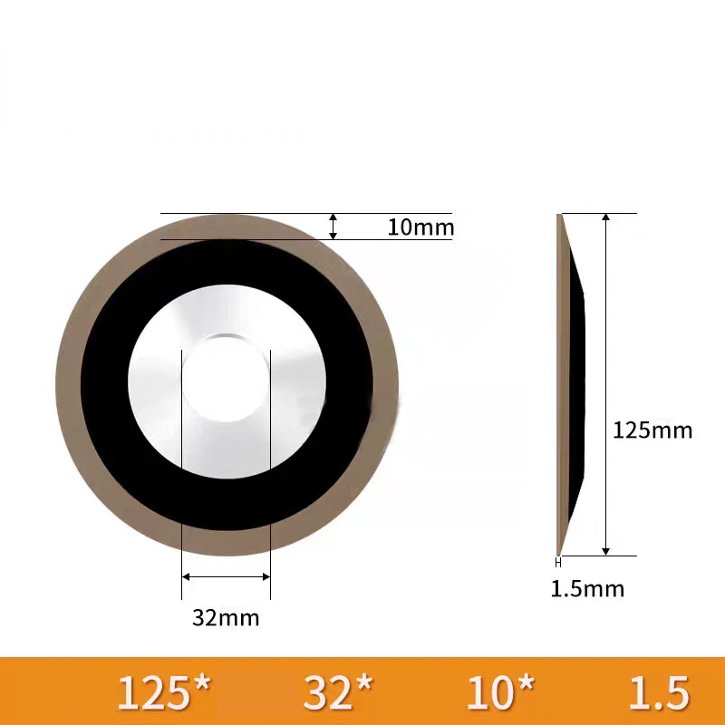 Einseitig abgeschrägtes Diamantschleifrad für Hartmetall-Sägeblätter, Fräser, Drehwerkzeuge, Bohrer, Konzentration 125*32*10*1,5