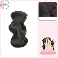 Sweet Bow Bun Head Synthetic Wig Elegant Natural Flower Bud Head Ladies Wig Fashionable Hair Accessories 6