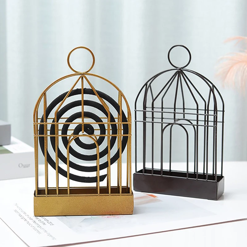 

Nordic Style Birdcage Shape Summer Day Iron Mosquito Repellent Incenses Rack Plate Home Decoration Creative Mosquito Coil Holder