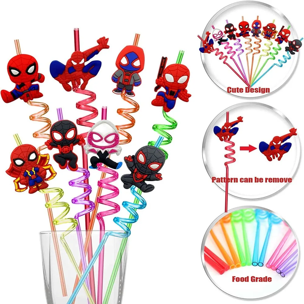 Disney 8Pcs Spidey E His Amazing Friends Theme Cannucce Decorazioni Per Feste Di Compleanno Per Bambini Forniture Per Feste Spiderman Per Bambini