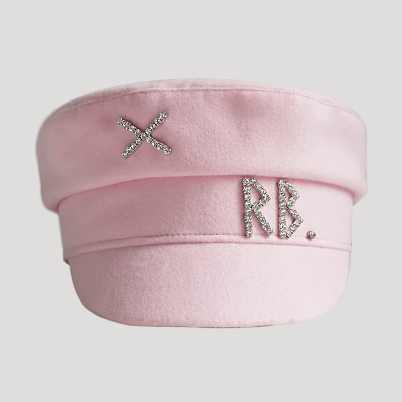Cotton Newsboy Cap Autumn Winter Women Wool Diamond Letter Caps Baker Boy Cap S-XL