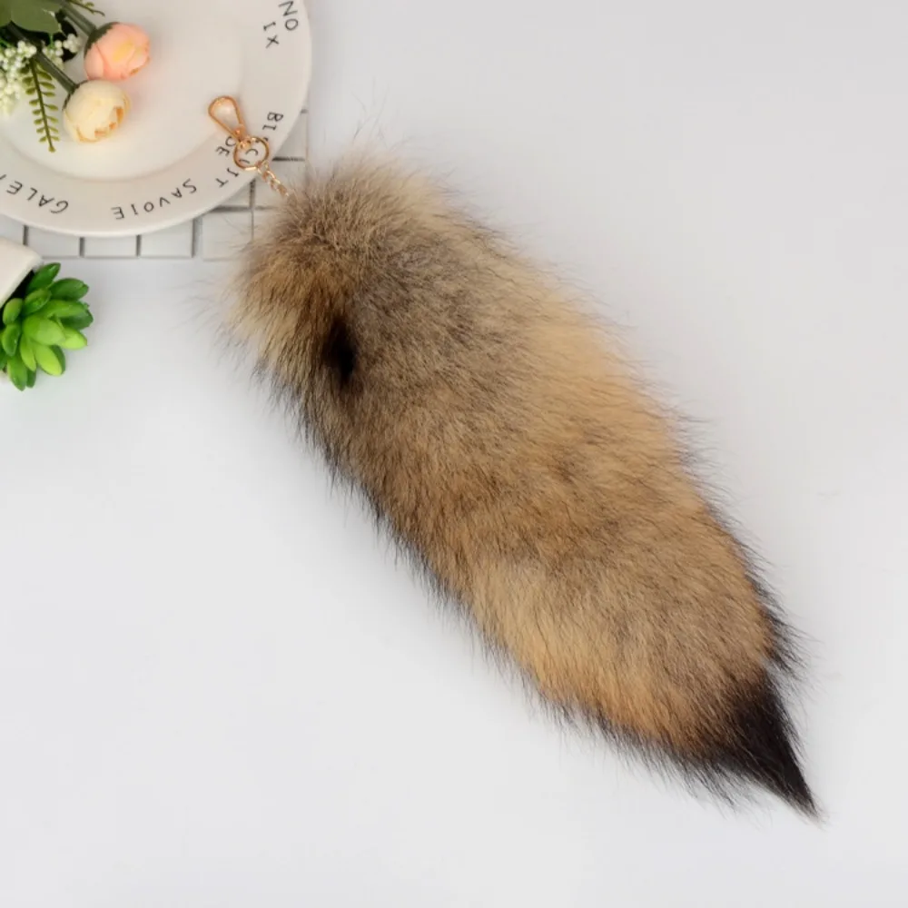 Mode 40cm Fuchs Schwanz Schlüssel bund cos Leistung Requisiten schöne Quaste Schlüssel ringe Kette – Detail 7