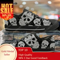 3D Gothic Sugar Skull Printed Style Low Top High Quality Sneakers Mens Womens Teenager Canvas Sneaker Couple Shoes Custom Shoe 1